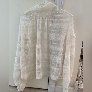 Express Large White Long Sleeve Sheer Top Large NWOT
